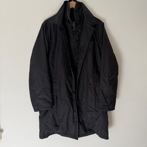 Prada Jacket Nylon Layered Trench Black Insert Size 50 Designer Luxury RARE
